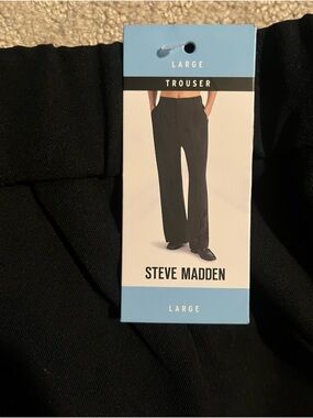 Steve Madden Black Straight-Leg Wide Leg Trousers NWT Large